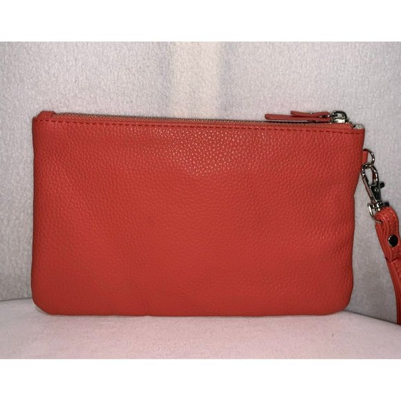 Adrienne Vittadini Charging Wallet Wristlet Pouch RFID Protection Coral Silver - Picture 2 of 11